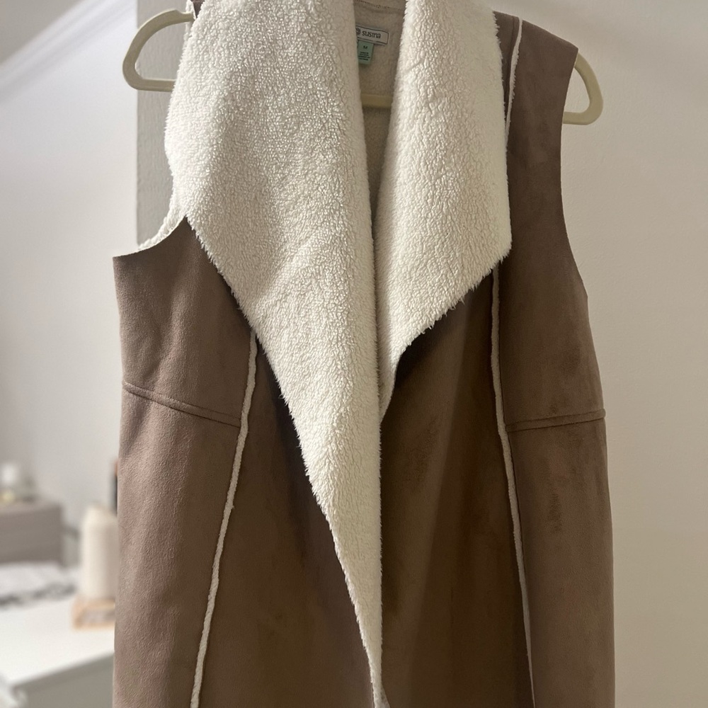 Brown and Cream Women's Vest